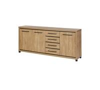 AltoBuy Buffet 3 Portes 4 tiroirs Aspect Bois Finition Houston Oak poignées métal Noires - VASALY
