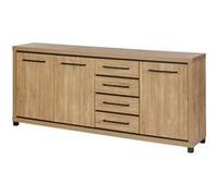 AltoBuy Buffet 3 Portes 4 tiroirs Aspect Bois Finition Houston Oak poignées métal Noires - VASALY