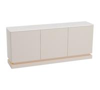 Buffet 3 portes avec LEDs en MDF - Beige et effet marbre blanc - DEVIKA