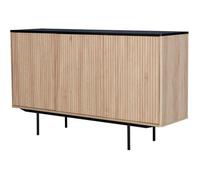 Buffet 3 portes - Décor bois et noir - Pieds métal - MEMPHIS - L 140 x P 39 x H 82,80 cm