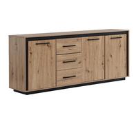 Buffet 3 portes et 3 tiroirs en MDF - Naturel et noir - NALAMANE