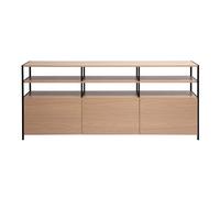 Buffet 3 portes finition bois clair chêne et métal noir l180 cm maxence