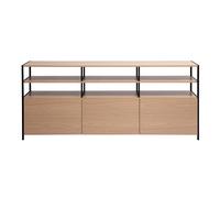 Buffet 3 portes finition bois clair chêne et métal noir L180 cm MAXENCE
