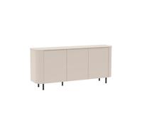 Buffet 3 portes LYNA - Laqué beige coins arrondis pieds métal noir 180x43xH83cm