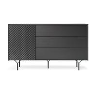 Buffet 3 tiroirs 1 porte pieds métal Noir 145 cm - LENA