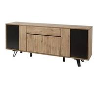 Buffet 4 Portes 1 Tiroir Effet Bois Naturel et Noir - CARSON - ALTOBUY Marron G