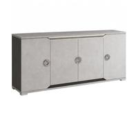 Buffet 4 portes 1 tiroir + Led aspect ciment et gris anthracite - LIBECCIO