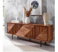 Buffet 4 portes 140x33x54 cm en sheesham et pieds acier