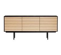 Buffet 4 Portes & 2 Niveaux "Stripe" 161cm Chêne & Noir