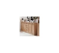 Buffet 4 portes 3 tiroirs 200x40x90 cm décor chêne - TIMBY