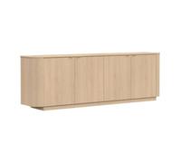Buffet 4 portes aspect chêne clair design coins arrondis - ADILL
