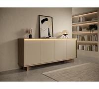 Vente-unique - Buffet 4 Portes avec LEDs en MDF - Beige et Naturel Clair - MAYRONA