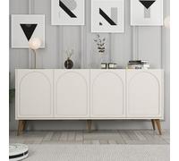 Concept Usine Buffet LISTER 4 portes design arrondi crème 180 x 81 cm