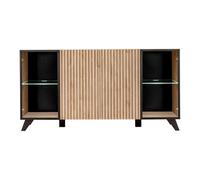 Buffet 4 Portes Design Liam 160cm Naturel & Noir