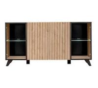 Buffet 4 Portes Design "Liam" 160cm Naturel & Noir Beige G