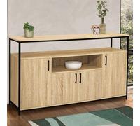 IDMarket Buffet Detroit 4 portes avec niche design industriel 140 cm bois