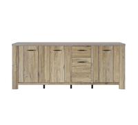 Buffet 4 portes effet bois chêne clair avec finition minérale