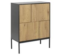Buffet 4 portes en MDF et Métal - Noir et Marron