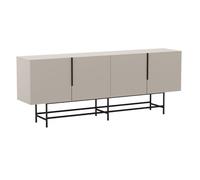 Buffet 4 portes en mélaminé beige et piètement et poignées en métal laqué noir - ALDINE