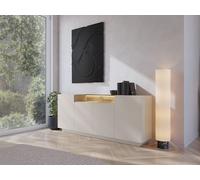 Buffet 4 portes et 1 niche avec LEDs - Beige et naturel clair - ALIVENTO