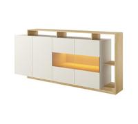 Vente-unique - Buffet 4 Portes et 4 niches avec LEDs - Beige et Naturel Clair - IDESIA