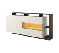 Buffet 4 portes et 4 niches avec LEDs - Beige et Naturel foncé - IDESIA