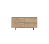 Buffet 4 portes finition bois et métal noir 160x75cm ABEY