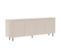 Buffet 4 portes finition laqué Cachemire design coins arrondis pieds métal noir - LYNA