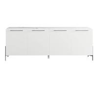 AltoBuy Buffet 4 Portes laqué Blanc Plateau marbré Pieds et poignées métal Anthracite - Carat