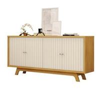 Buffet 4 Portes Miel et Blanc Ecru 4 NIches L 180 H 80.5 P 35.7 cm - L 180 x l 35.7 x H 80.5 cm Blanc G