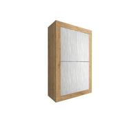 Buffet 4 portes OTELLO aspect bois finition Cadiz façades blanc texturées Marron