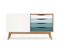 Paris prix Bahut buffet vaisselier - Chêne & turquoise