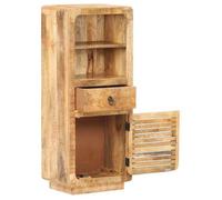 Buffet 45 x 32 x 110 cm en bois de manguier brut avec 2 étagères et 1 porte et 1 Tiroir FR219171