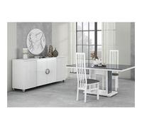 MARIKA - Buffet 4P avec Leds + Table 160cm Effet Pierre