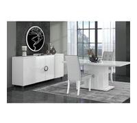 Buffet 4P avec Leds + Table Allongeable 160-200cm - MARIKA - ALTOBUY Blanc G
