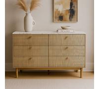Concept Usine Buffet Brox 6 tiroirs aspect bois rainuré et marbre 120 cm