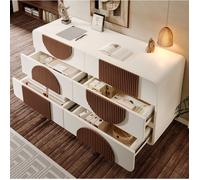 Buffet 6 Tiroirs En Bois Blanc, Commode Design FloraGrace, Pour Salon Ou Entree, Facile A Assembler, 121x41x71cm