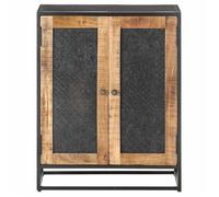 Buffet 60 x 35 x 75 cm en bois de manguier brut avec 2 portes et dessus robuste FR816159