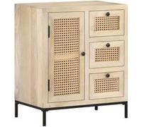 Vidaxl Buffet 60x35x70 Cm Bois De Manguier Massif Et Canne Naturelle Multicolore