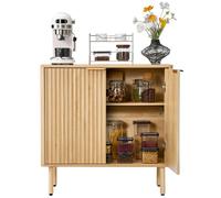 VEVOR Buffet à 2 Niveaux, Meuble de Rangement Cuisine avec 2 Portes, Meuble Coin Café avec Rangement, Enfilade de Style Milieu du Siècle, pour Salon et Entrée, 80 x 37,5 x 80 cm, Couleur Chêne