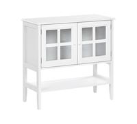 Beliani Buffet à 2 Portes avec Étagère Armoire Salon Chambre à Coucher Méditerranéenne en MDF Blanc Inlet