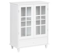 Beliani Buffet à 2 Portes avec Étagères et Tiroir Armoire Salon Chambre à Coucher Méditerranéenne en MDF Blanc Carlet