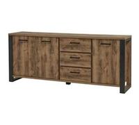 Buffet ALTOBUY 3 portes chêne artisan noir graphite OSAM Marron Industriel 225x48xH92cm Marron