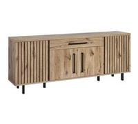 Buffet ALTOBUY 4 portes 1 tiroir aspect bois Canyon décor tasseaux Marron 225x46xH90cm Marron