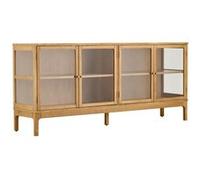 Buffet ALTOBUY 4 portes vitrées chêne et MDF placage chêne CACERES Marron Scandinave 180x40xH80cm Marron