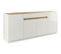 Buffet ALTOBUY FANASY 4 portes 1 tiroir laqué blanc plateau aspect bois finition Cadiz Blanc