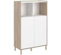 Buffet ALTOBUY Orphée 2 portes 2 niches blanc et chêne clair 84x40x135cm Blanc