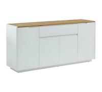 Buffet AMANI - 4 portes & 1 tiroir - MDF - Coloris: Blanc laqué et Chêne