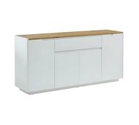 Vente-unique - Buffet Amani - 4 Portes & 1 tiroir - MDF - Coloris: Blanc laqué et Chêne