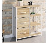 IDMarket - Buffet d'appoint UTAH - 3 tiroirs et étagères 70 cm - design industriel bois et blanc